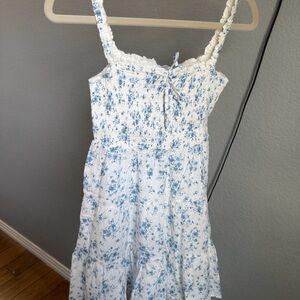 Garage White and Blue Floral Mini Dress